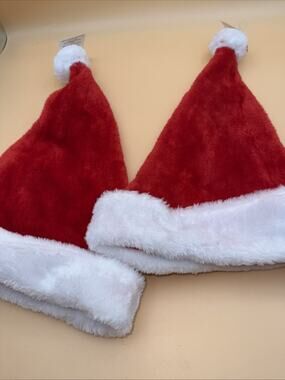 2-Celebrate It Christmas Santa Hat Adult Size Red White Good Quality NWT
